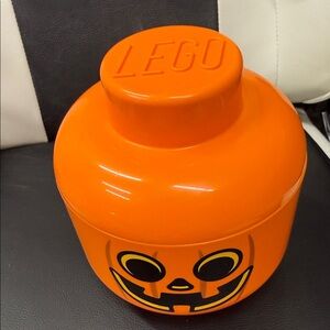 Small LEGO Bright Orange Pumpkin Head Container